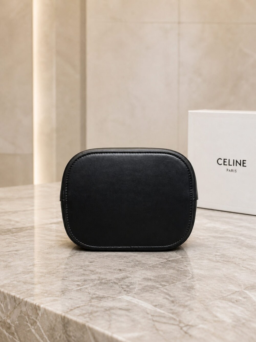 Celine Louise Medium Black Smooth Calfskin Bucket Shoulder Bag - Picture 6 of 9